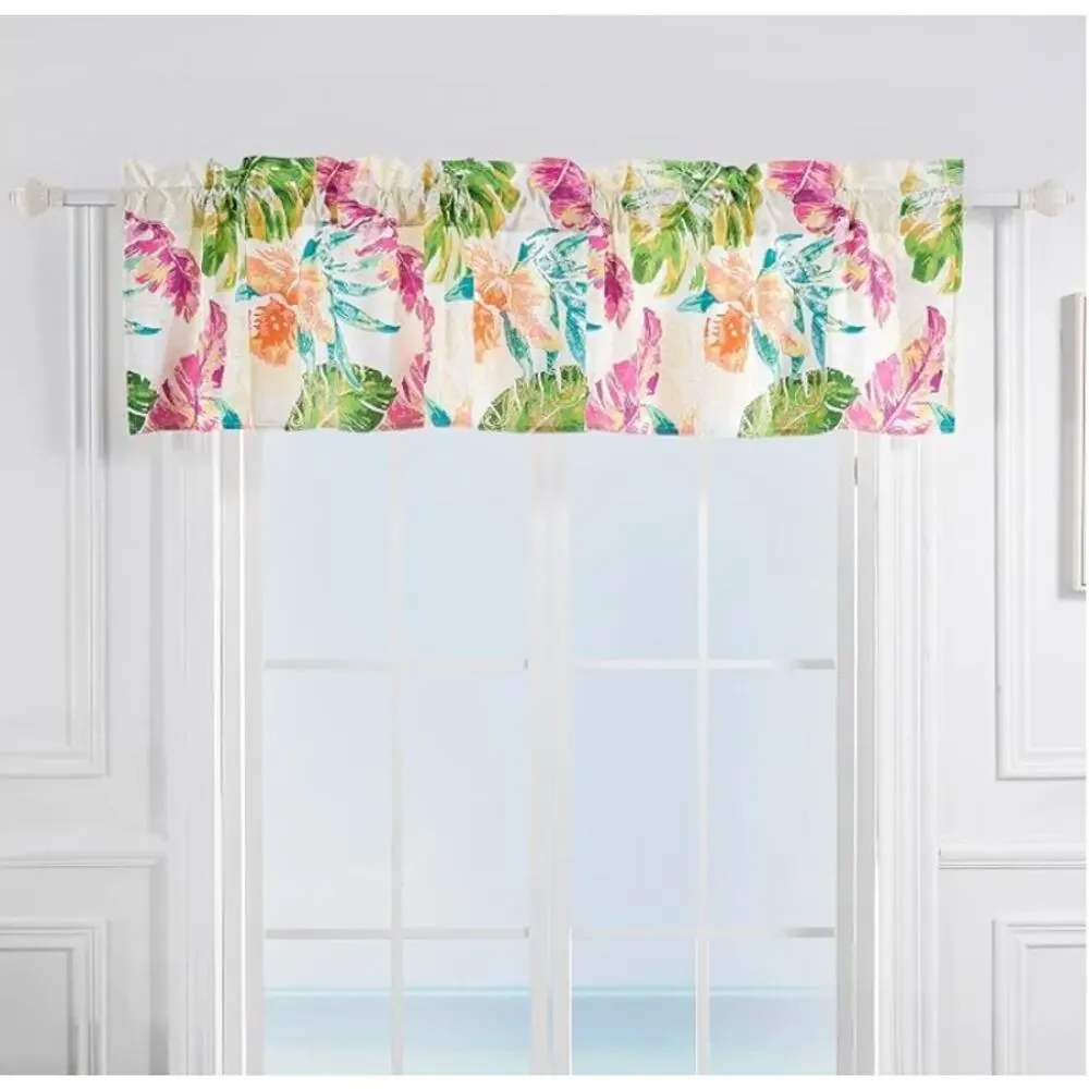 Pack of 2 Greenland Home Tropics Window Valance, 84 x 18 inches, Coral